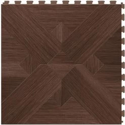 Perfection Floor Tile Bordeaux Wood Collection Bordeaux Walnut/Satin 20-in X 20-in Water Resistant Interlocking Luxury Flooring (16.7-sq Ft)