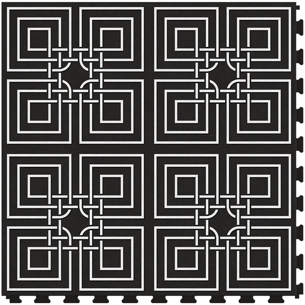 Perfection Floor Tile Geo Collection Master Knot Black/Satin 20-in X 20-in Water Resistant Interlocking Luxury Flooring (16.7-sq Ft) 1 Perfection Floor Tile Geo Collection Master Knot Black/Satin 20-in X 20-in Water Resistant Interlocking Luxury Flooring (16.7-sq Ft)