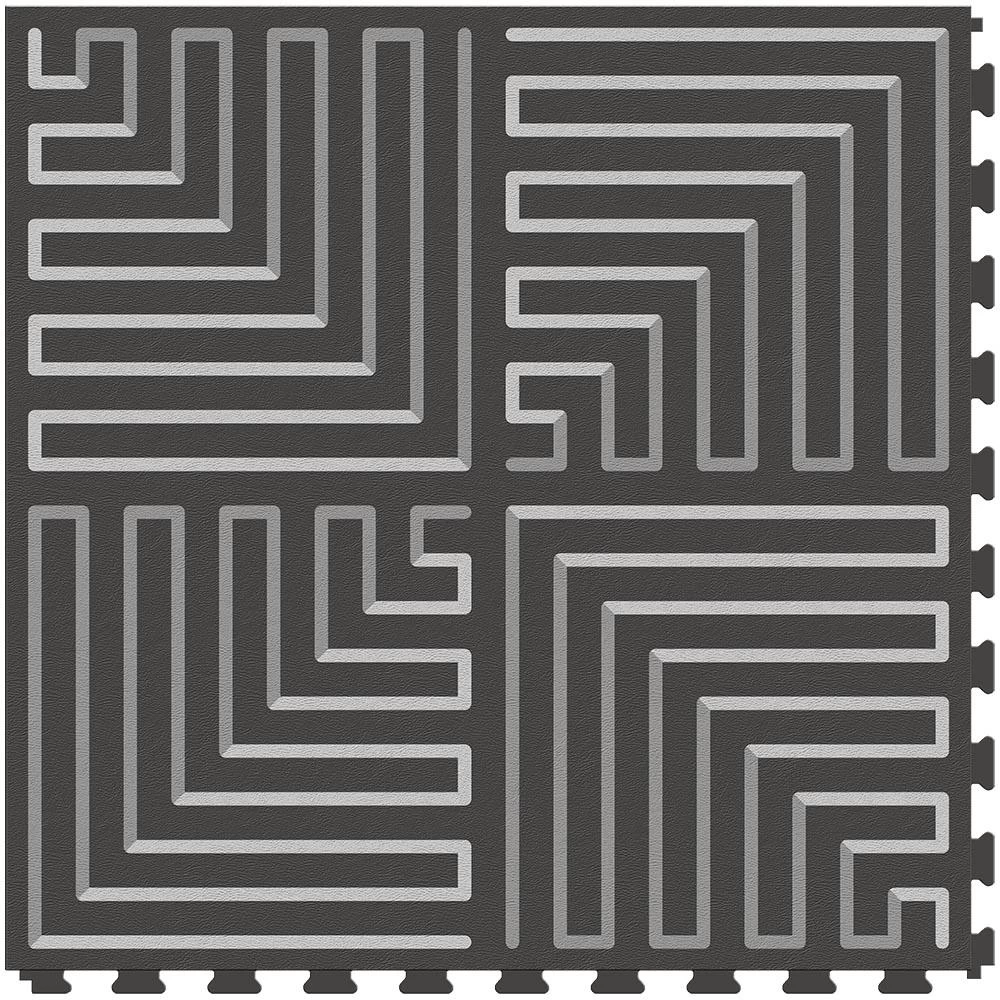 Perfection Floor Tile Geo Collection Master Knot Black/Satin 20-in X 20-in Water Resistant Interlocking Luxury Flooring (16.7-sq Ft) 4 Perfection Floor Tile Geo Collection Master Knot Black/Satin 20-in X 20-in Water Resistant Interlocking Luxury Flooring (16.7-sq Ft) - Image 4