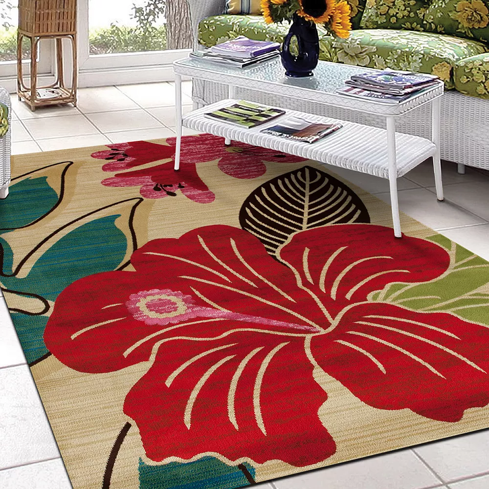 Art Carpet St. Croix Hibiscus Beige Indoor Outdoor Rug 2 Art Carpet St. Croix Hibiscus Beige Indoor Outdoor Rug - Image 2