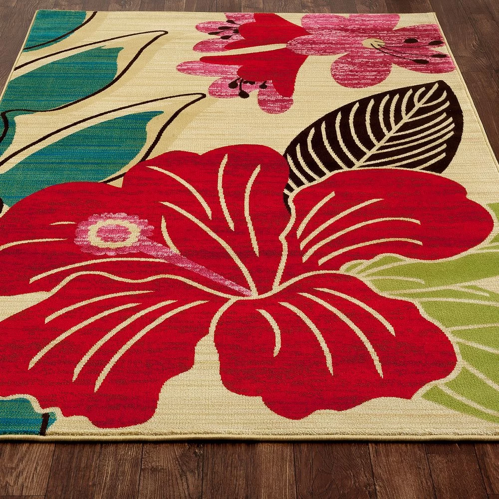 Art Carpet St. Croix Hibiscus Beige Indoor Outdoor Rug 3 Art Carpet St. Croix Hibiscus Beige Indoor Outdoor Rug - Image 3