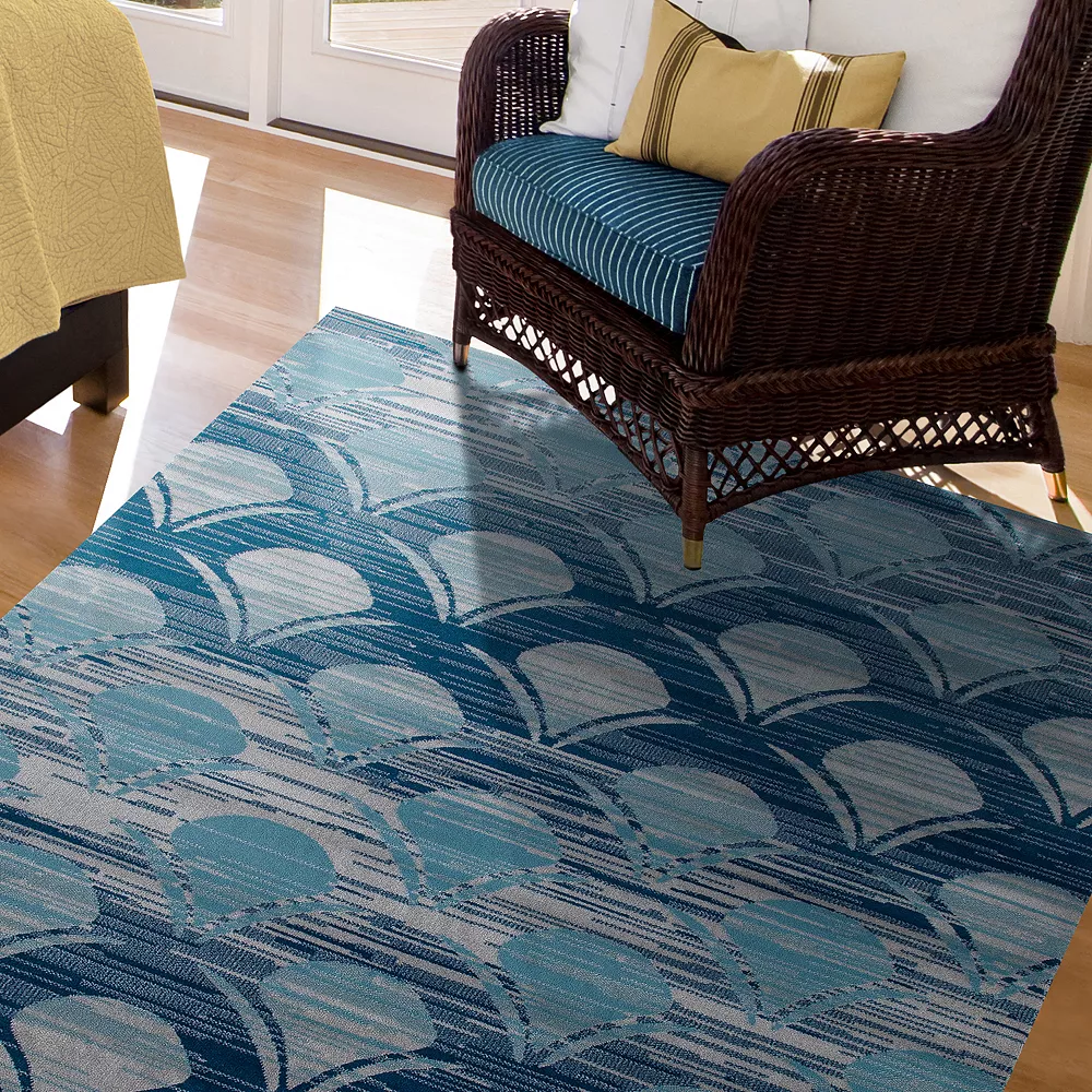 Art Carpet Oceanside Waves Blue Gray Indoor Outdoor Rug 2 Art Carpet Oceanside Waves Blue Gray Indoor Outdoor Rug - Image 2