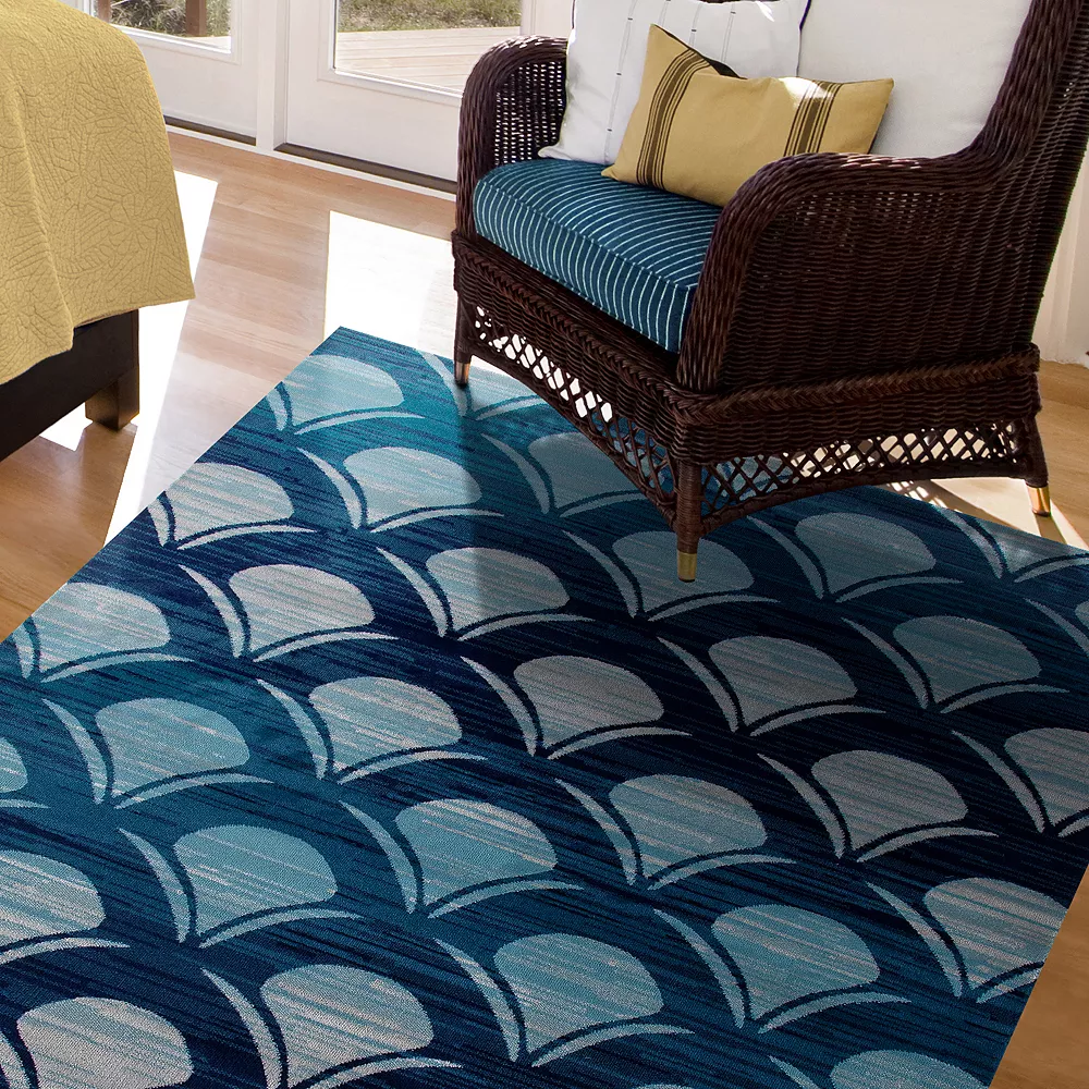 Art Carpet Oceanside Waves Navy Indoor Outdoor Rug 2 Art Carpet Oceanside Waves Navy Indoor Outdoor Rug - Image 2