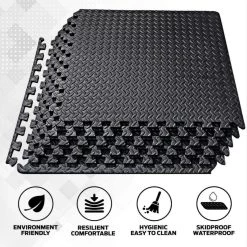 12PCS Mat Foam Exercise Mats, Gym Flooring Mat, Interlocking Puzzle EVA Floor Tiles, Non Slip Rubber Cushion For Home Workout, Yoga Matting