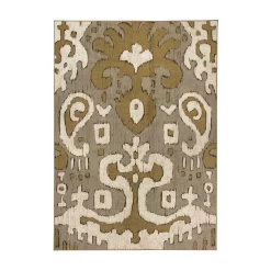 My Magic Carpet Ochre Ikat Machine Washable Rug
