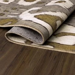 My Magic Carpet Ochre Ikat Machine Washable Rug -Carpet Floor Shop 4923001 ALT4