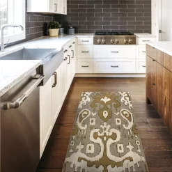 My Magic Carpet Ochre Ikat Machine Washable Rug -Carpet Floor Shop 4923001 ALT5