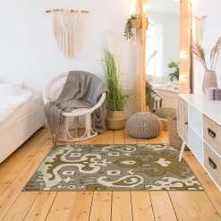 My Magic Carpet Ochre Ikat Machine Washable Rug -Carpet Floor Shop 4923001 ALT6