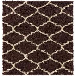 L'baiet Modern Indoor Rectangular Carpet, Pad, Mat Anabelle Brown Shag 2' X 3' Rug