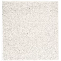 L'baiet Modern Indoor Rectangular Carpet, Pad, Mat Jenny White Shag 5' X 7' Rug