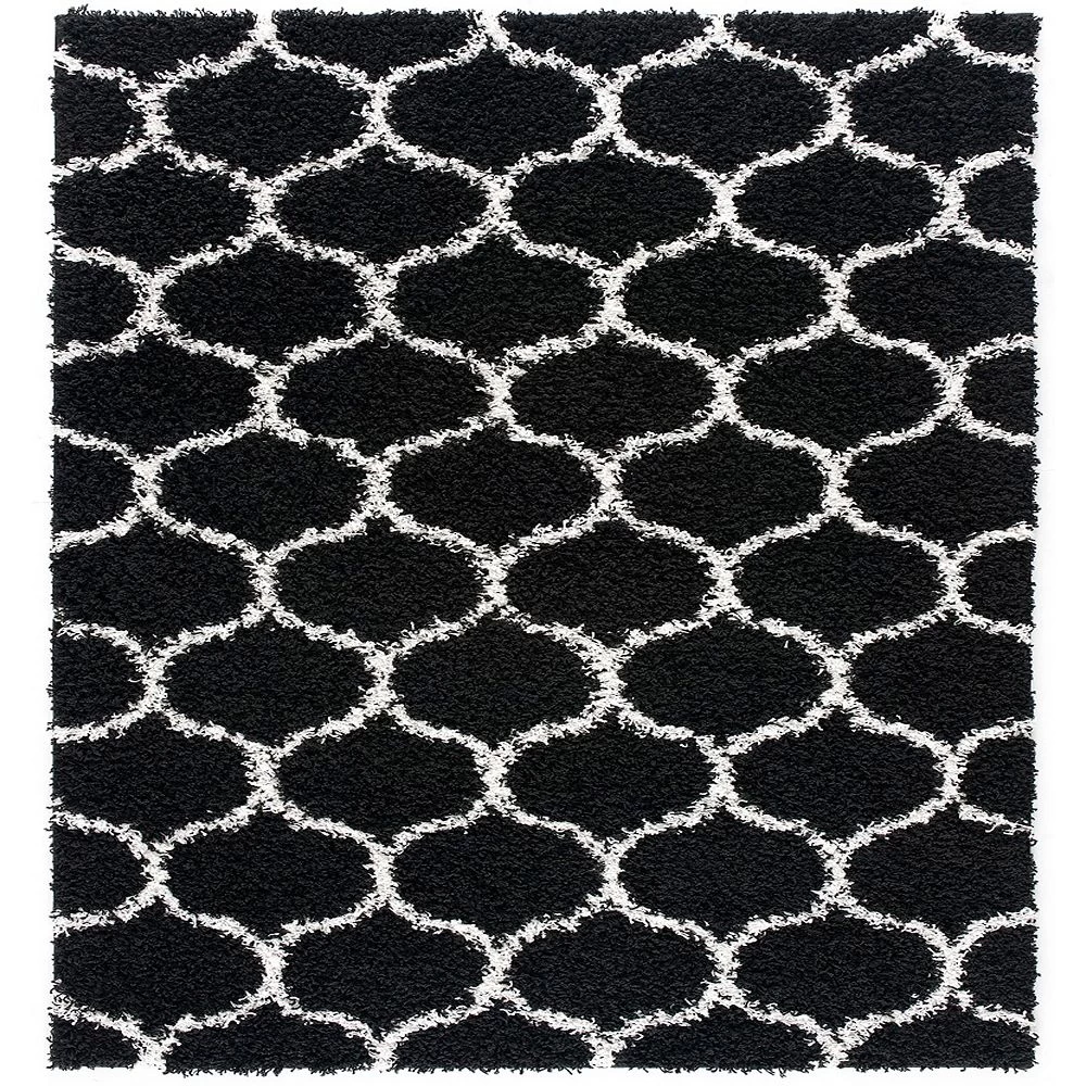 L'baiet Modern Indoor Rectangular Carpet, Pad, Mat Caylee Black Shag 5' X 7' Rug 1 L'baiet Modern Indoor Rectangular Carpet, Pad, Mat Caylee Black Shag 5' X 7' Rug
