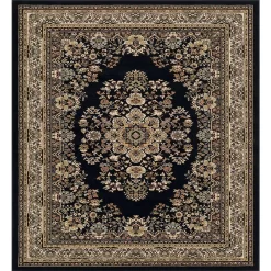 L'baiet Modern Indoor Rectangular Carpet, Pad, Mat Madeleine Black Oriental 8' X 10' Rug