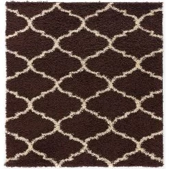 L'baiet Modern Indoor Rectangular Carpet, Pad, Mat Anabelle Brown Shag 4' X 6' Rug