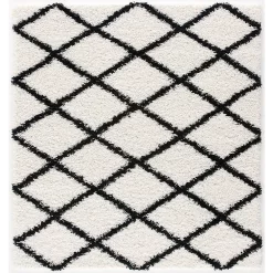 L'baiet Modern Indoor Rectangular Carpet, Pad, Mat Halle White Shag 2' X 3' Rug