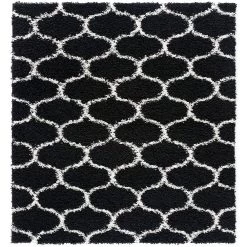 L'baiet Modern Indoor Rectangular Carpet, Pad, Mat Caylee Black Shag 4' X 6' Rug