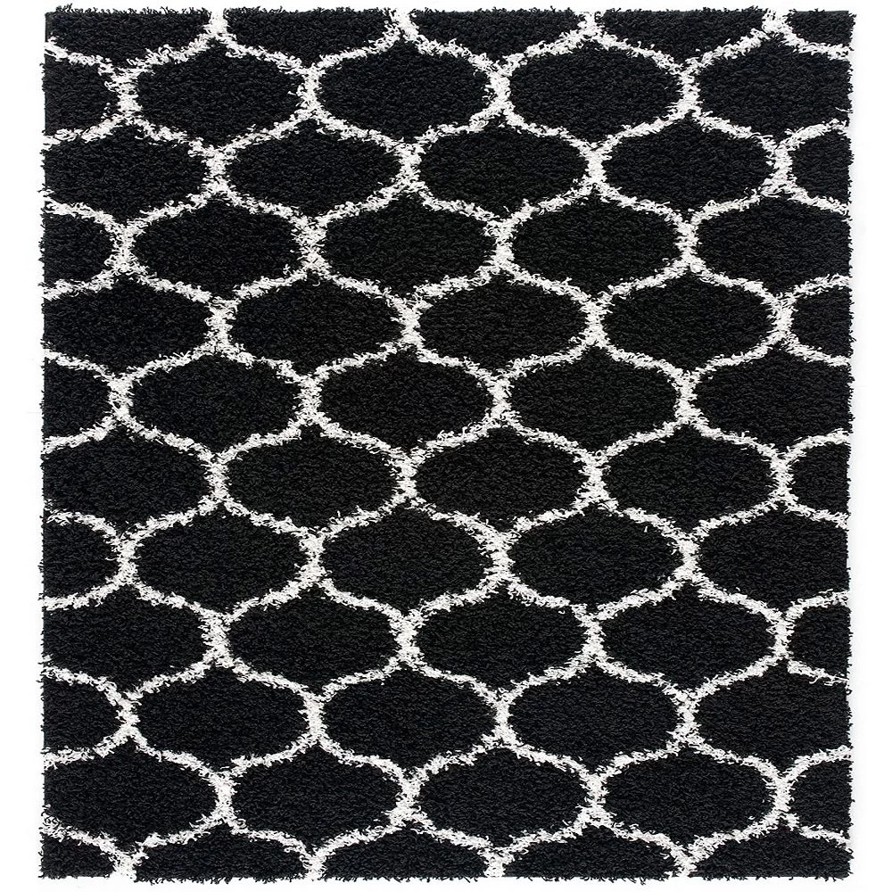 L'baiet Modern Indoor Rectangular Carpet, Pad, Mat Caylee Black Shag 4' X 6' Rug 1 L'baiet Modern Indoor Rectangular Carpet, Pad, Mat Caylee Black Shag 4' X 6' Rug
