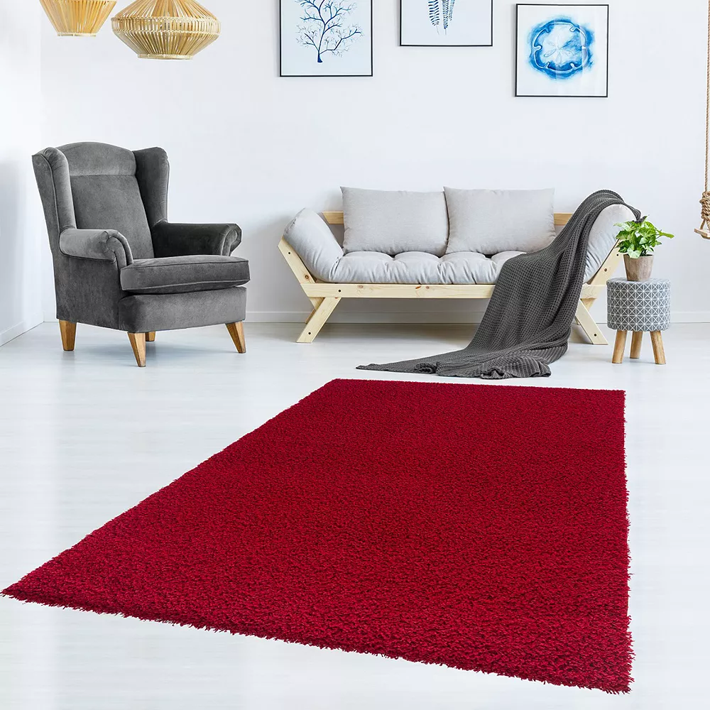 L'baiet Modern Indoor Rectangular Carpet, Pad, Mat Livia Red Shag 2' X 6' Rug 2 L'baiet Modern Indoor Rectangular Carpet, Pad, Mat Livia Red Shag 2' X 6' Rug - Image 2