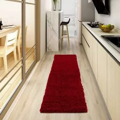 L'baiet Modern Indoor Rectangular Carpet, Pad, Mat Livia Red Shag 2' X 6' Rug 5 L'baiet Modern Indoor Rectangular Carpet, Pad, Mat Livia Red Shag 2' X 6' Rug -Carpet Floor Shop 5613852 ALT3