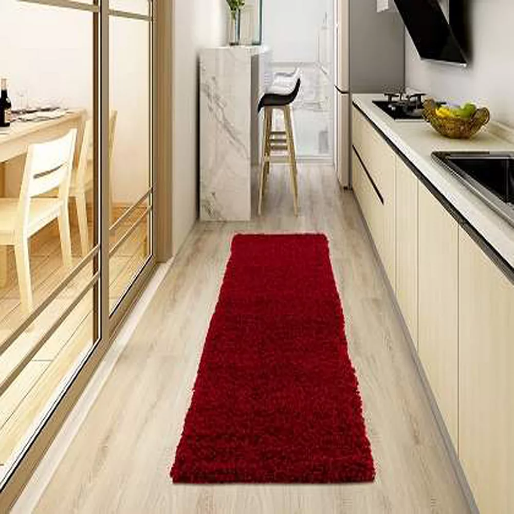 L'baiet Modern Indoor Rectangular Carpet, Pad, Mat Livia Red Shag 2' X 6' Rug 3 L'baiet Modern Indoor Rectangular Carpet, Pad, Mat Livia Red Shag 2' X 6' Rug - Image 3