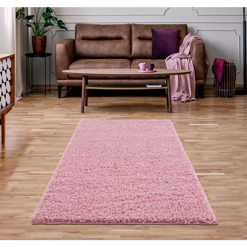 L'baiet Modern Indoor Rectangular Carpet, Pad, Mat Gemma Pink Shag 2' X 6' Rug 3 L'baiet Modern Indoor Rectangular Carpet, Pad, Mat Gemma Pink Shag 2' X 6' Rug - Image 3