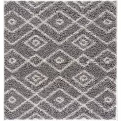L'baiet Modern Indoor Rectangular Carpet, Pad, Mat Myra Grey Shag 2' X 3' Rug
