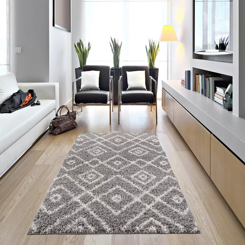 L'baiet Modern Indoor Rectangular Carpet, Pad, Mat Myra Grey Shag 2' X 3' Rug 2 L'baiet Modern Indoor Rectangular Carpet, Pad, Mat Myra Grey Shag 2' X 3' Rug - Image 2