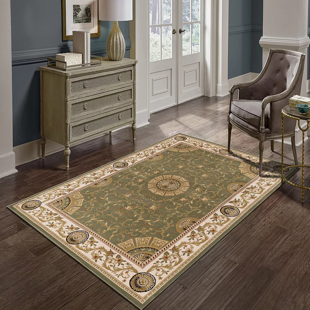 L'baiet Modern Indoor Rectangular Carpet, Pad, Mat Serilda Green Oriental 4' X 6' Rug 2 L'baiet Modern Indoor Rectangular Carpet, Pad, Mat Serilda Green Oriental 4' X 6' Rug - Image 2