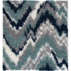 L'baiet Modern Indoor Rectangular Carpet, Pad, Mat Valentina Multicolor Shag 4' X 6' Rug