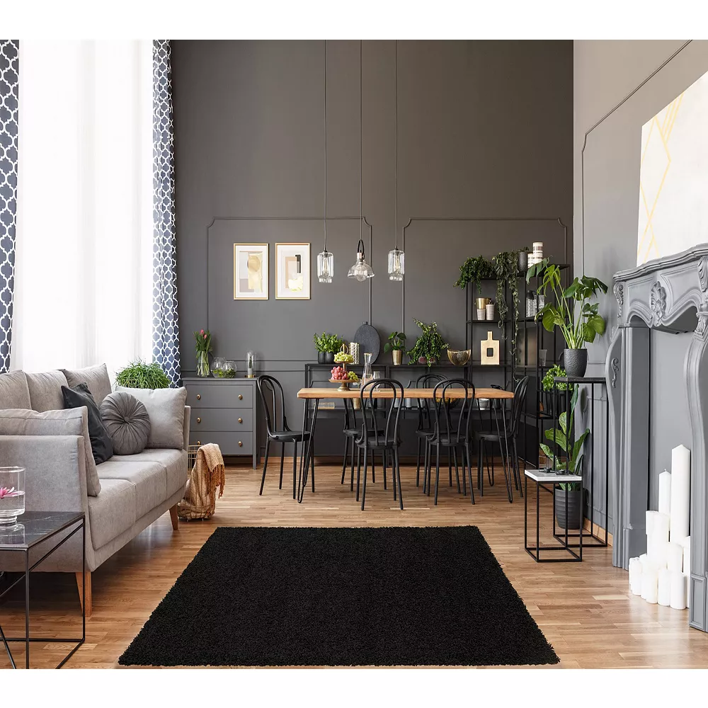 L'baiet Modern Indoor Rectangular Carpet, Pad, Mat Alora Black Shag 2' X 3' Rug 2 L'baiet Modern Indoor Rectangular Carpet, Pad, Mat Alora Black Shag 2' X 3' Rug - Image 2