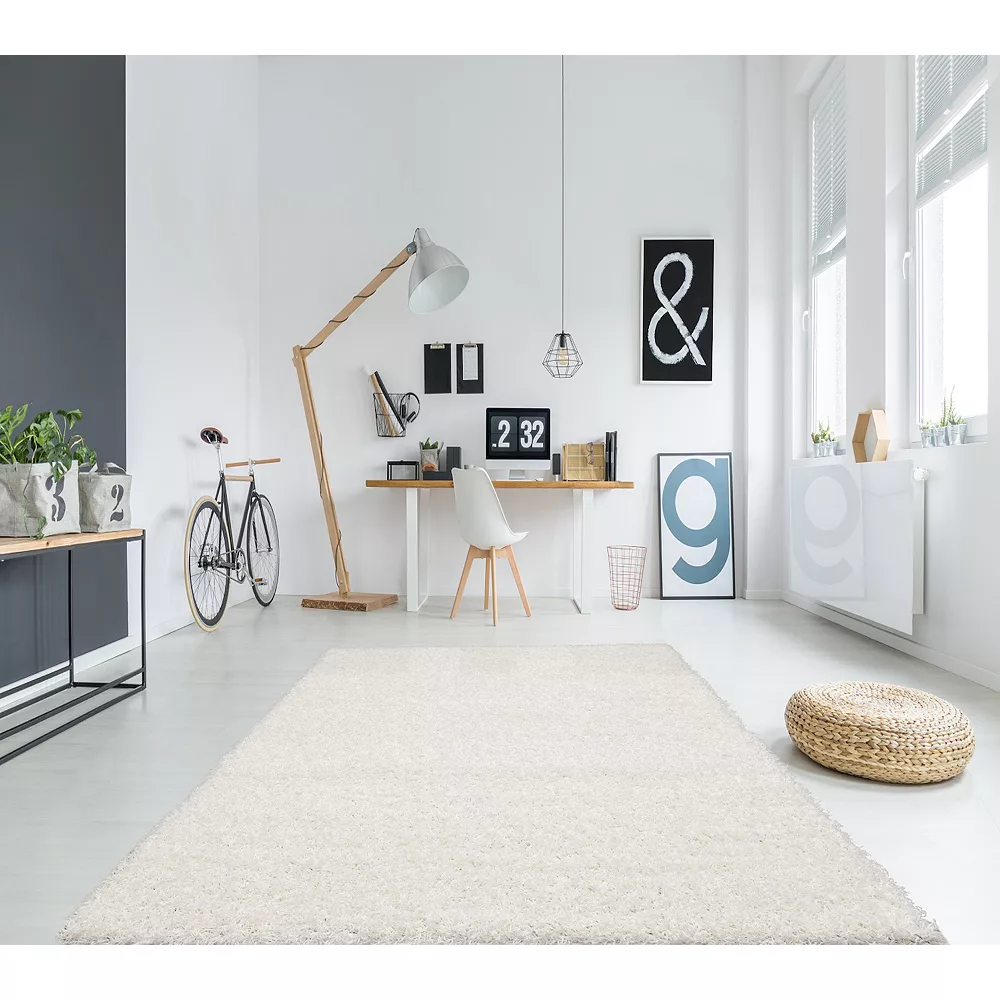 L'baiet Modern Indoor Rectangular Carpet, Pad, Mat Jenny White Shag 8' X 10' Rug 2 L'baiet Modern Indoor Rectangular Carpet, Pad, Mat Jenny White Shag 8' X 10' Rug - Image 2