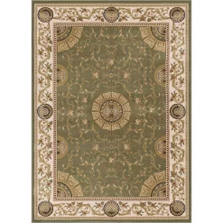 L'baiet Modern Indoor Rectangular Carpet, Pad, Mat Serilda Green Oriental 5' X 7' Rug