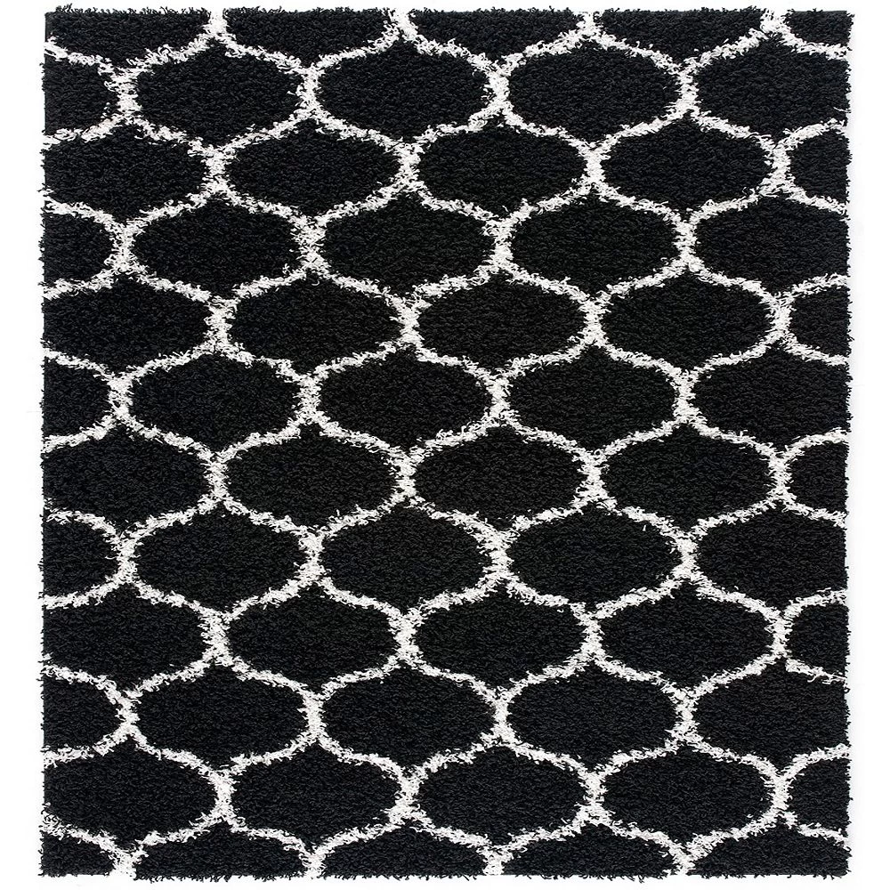 L'baiet Modern Indoor Rectangular Carpet, Pad, Mat Caylee Black Shag 8' X 10' Rug 1 L'baiet Modern Indoor Rectangular Carpet, Pad, Mat Caylee Black Shag 8' X 10' Rug