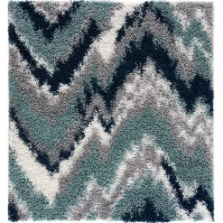 L'baiet Modern Indoor Rectangular Carpet, Pad, Mat Valentina Multicolor Shag 5' X 7' Rug
