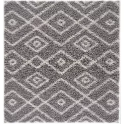 L'baiet Modern Indoor Rectangular Carpet, Pad, Mat Myra Grey Shag 5' X 7' Rug
