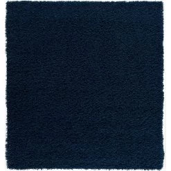 L'baiet Modern Indoor Rectangular Carpet, Pad, Mat Josie Navy Shag 2' X 6' Rug
