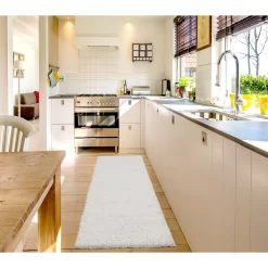 L'baiet Modern Indoor Rectangular Carpet, Pad, Mat Jenny White Shag 2' X 6' Rug 5 L'baiet Modern Indoor Rectangular Carpet, Pad, Mat Jenny White Shag 2' X 6' Rug -Carpet Floor Shop 5613917 ALT3