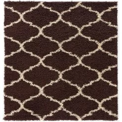 L'baiet Modern Indoor Rectangular Carpet, Pad, Mat Anabelle Brown Shag 2' X 6' Rug