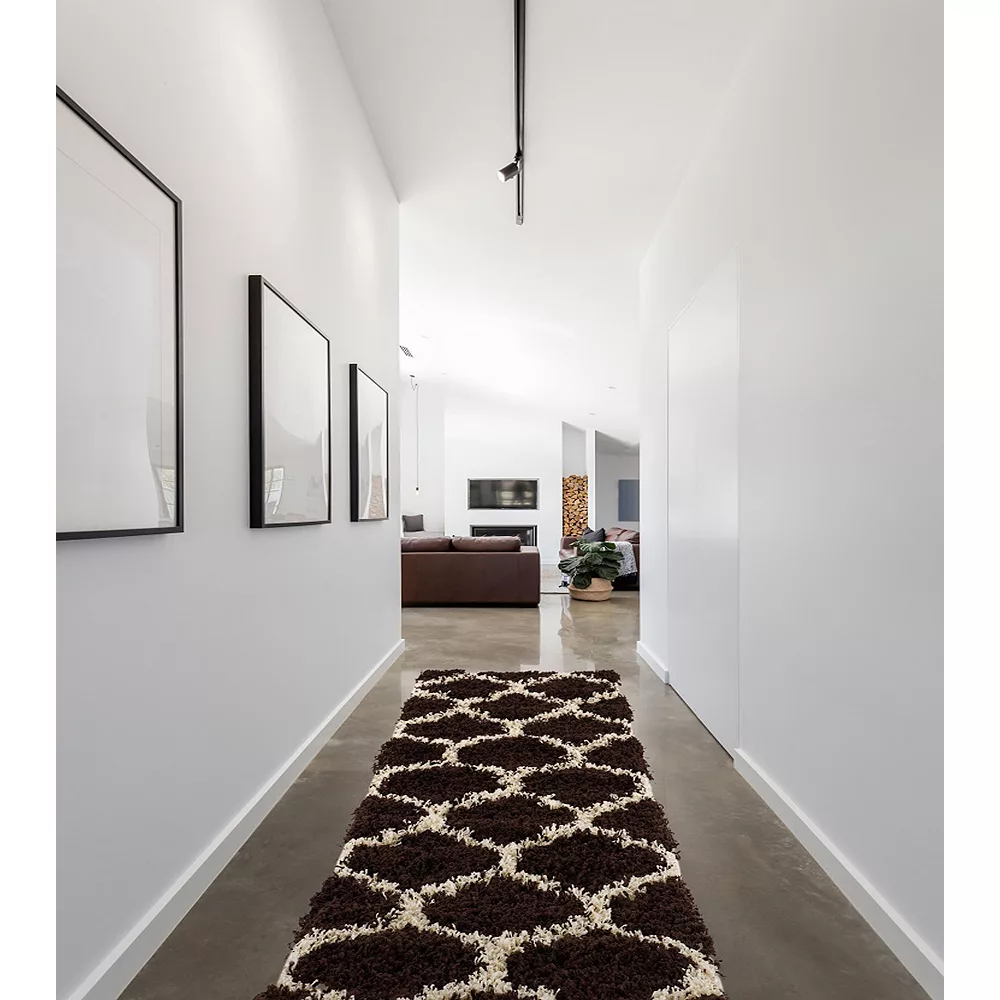 L'baiet Modern Indoor Rectangular Carpet, Pad, Mat Anabelle Brown Shag 2' X 6' Rug 4 L'baiet Modern Indoor Rectangular Carpet, Pad, Mat Anabelle Brown Shag 2' X 6' Rug - Image 4