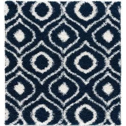 L'baiet Modern Indoor Rectangular Carpet, Pad, Mat Laylin Navy Shag 2' X 6' Rug