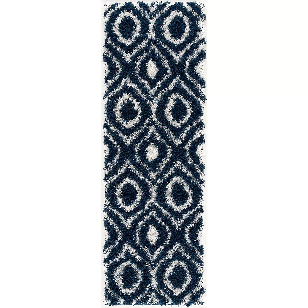L'baiet Modern Indoor Rectangular Carpet, Pad, Mat Laylin Navy Shag 2' X 6' Rug 2 L'baiet Modern Indoor Rectangular Carpet, Pad, Mat Laylin Navy Shag 2' X 6' Rug - Image 2