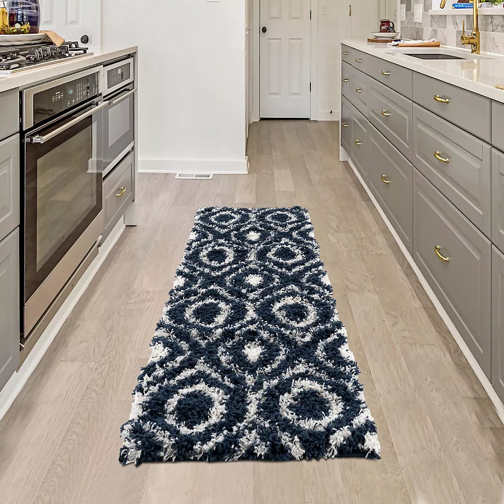 L'baiet Modern Indoor Rectangular Carpet, Pad, Mat Laylin Navy Shag 2' X 6' Rug 3 L'baiet Modern Indoor Rectangular Carpet, Pad, Mat Laylin Navy Shag 2' X 6' Rug - Image 3