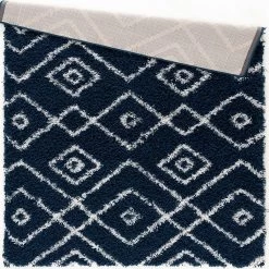 L'baiet Modern Indoor Rectangular Carpet, Pad, Mat Alexia Navy Shag 4' X 6' Rug -Carpet Floor Shop 5615124 ALT2