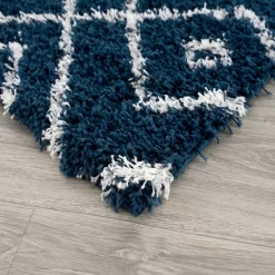 L'baiet Modern Indoor Rectangular Carpet, Pad, Mat Alexia Navy Shag 4' X 6' Rug -Carpet Floor Shop 5615124 ALT3