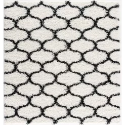 L'baiet Modern Indoor Rectangular Carpet, Pad, Mat Desiree White Shag 2' X 3' Rug