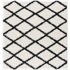 L'baiet Modern Indoor Rectangular Carpet, Pad, Mat Halle White Shag 2' X 6' Rug