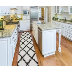 L'baiet Modern Indoor Rectangular Carpet, Pad, Mat Halle White Shag 2' X 6' Rug -Carpet Floor Shop 5623431 ALT3