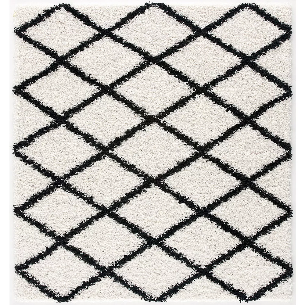 L'baiet Modern Indoor Rectangular Carpet, Pad, Mat Halle White Shag 5' X 7' Rug 1 L'baiet Modern Indoor Rectangular Carpet, Pad, Mat Halle White Shag 5' X 7' Rug