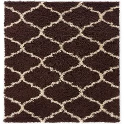 L'baiet Modern Indoor Rectangular Carpet, Pad, Mat Anabelle Brown Shag 5' X 7' Rug