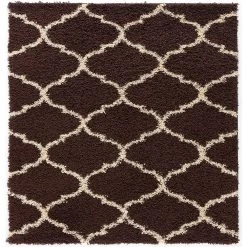L'baiet Modern Indoor Rectangular Carpet, Pad, Mat Anabelle Brown Shag 8' X 10' Rug