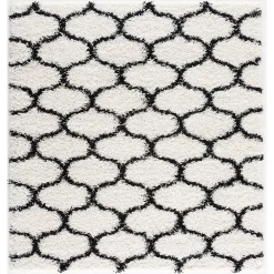 L'baiet Modern Indoor Rectangular Carpet, Pad, Mat Desiree White Shag 2' X 6' Rug